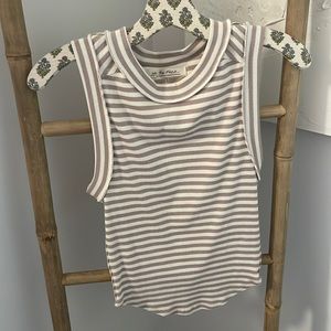 FREE PEOPLE SMALL striped lav/cream kate tee limited edition